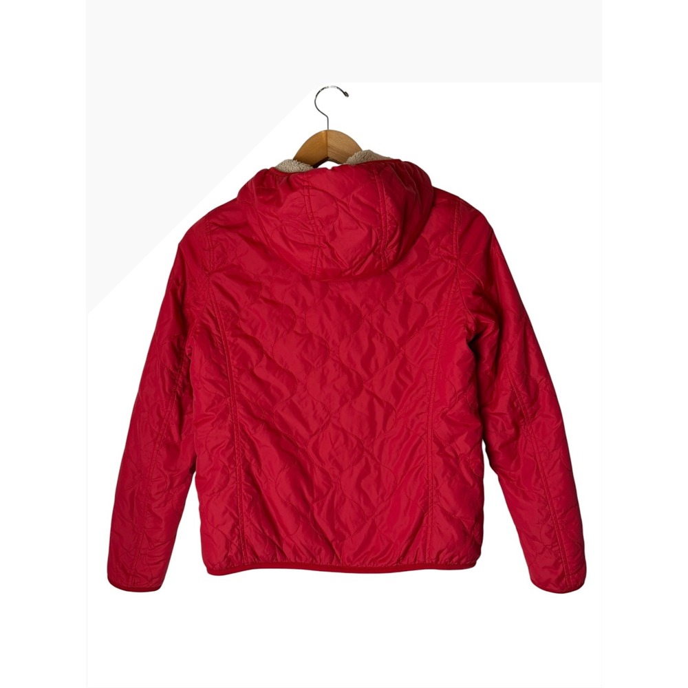 Uniqlo Quilted Puffer Jacket Women Small Red Fleece Lined Hooded Gorpcore - Picture 3 of 11